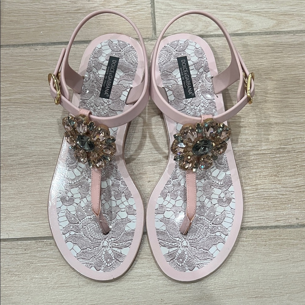 Dolce & Gabbana Blush Floral Sandals